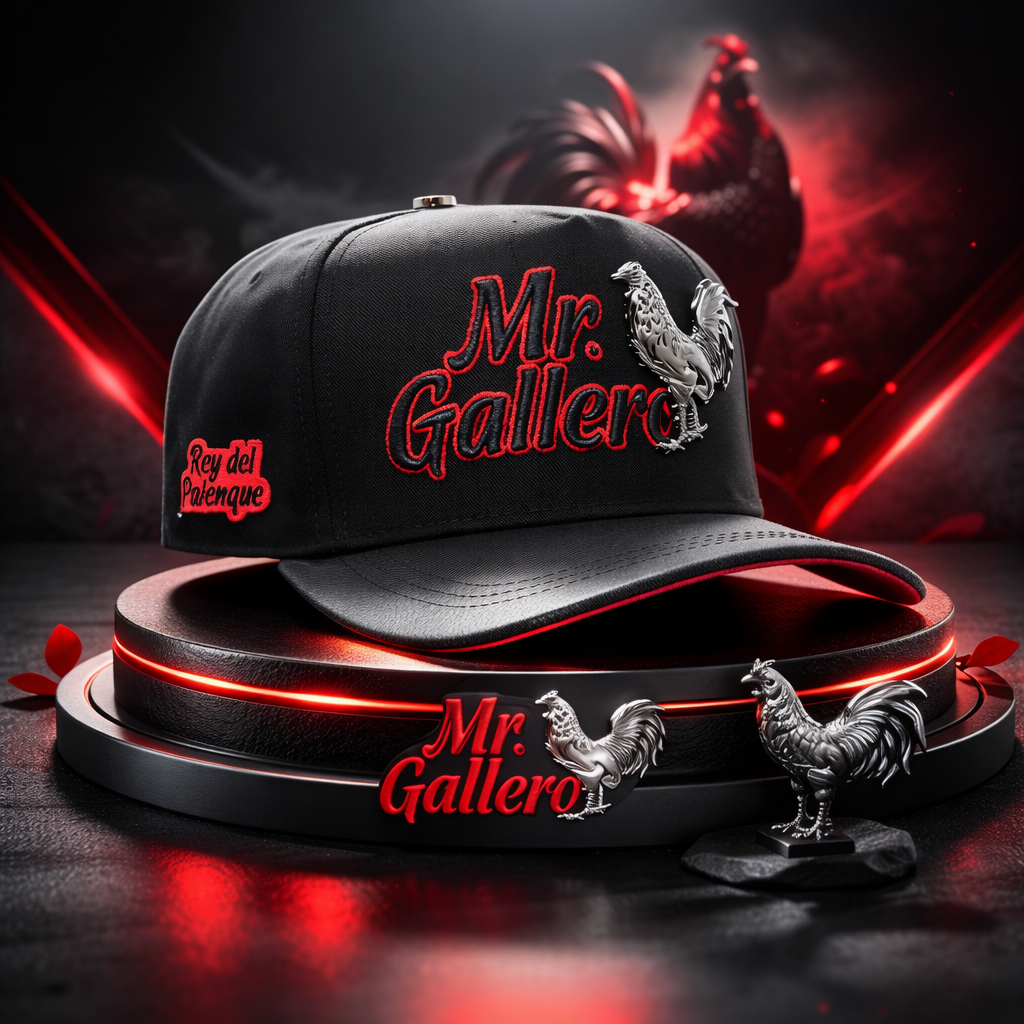 Cap "Mr. Gallero" with high-density embroidery and integrated metal plate.